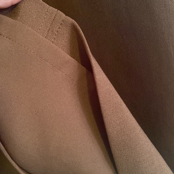 Kasper Brown Self Tie Belt Seamed Notched Neckline Sheath Dress - Picture 7 of 8